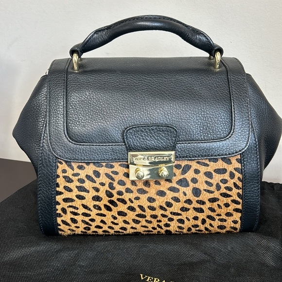 Vera Bradley Quilted Stella Leather Mini Satchel Crossbody Bag Cheetah Black Cat - Picture 3 of 15